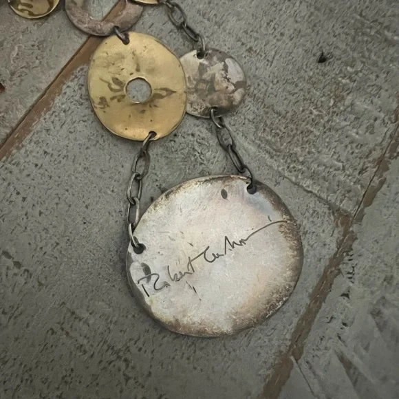 Vintage RLM Robert Lee Morris
Modernist Sterling Silver Brass Link Necklace - Picture 2 of 9